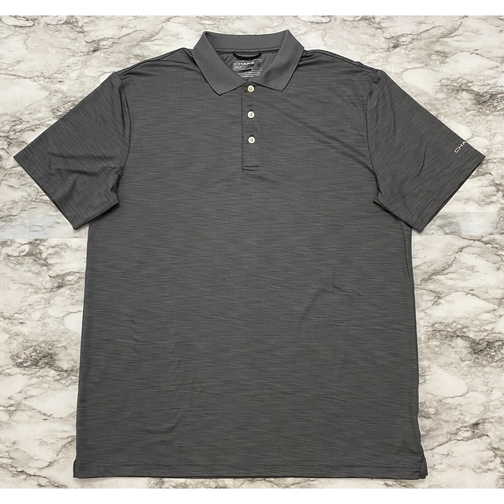 Chaps Golf 78 Mens Polo Shirt Size M Gray Stay Dry Short Sleeve‎ Heathered Logo